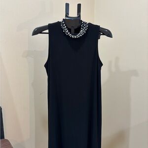 Tiana B. Black Midi Dress with Beaded Neckline